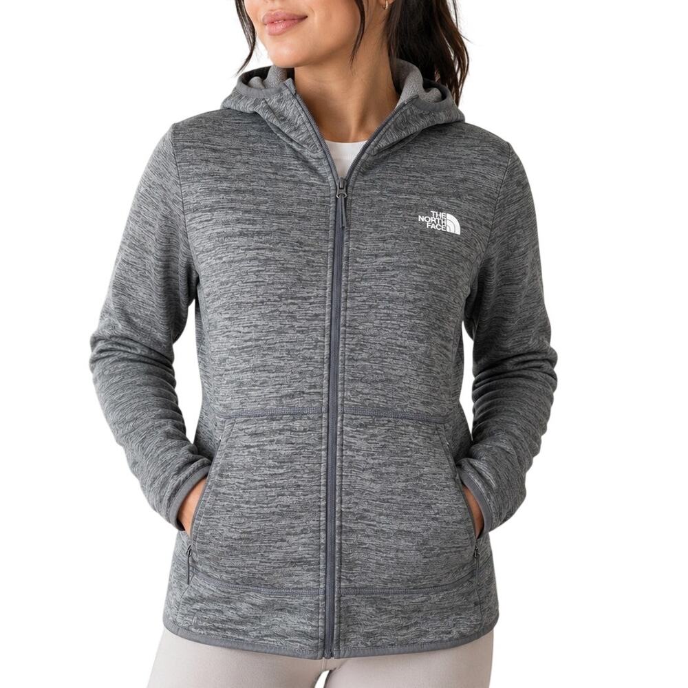 The North Face Gray Heathered Full Zip Hooded Fleece Jacket Women's S
